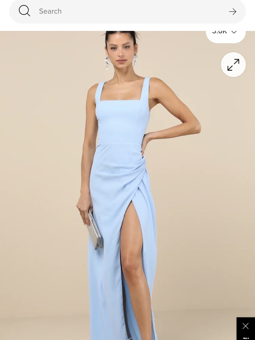 Lulu's Light Blue Square-Neck Maxi Dress with Side Slit